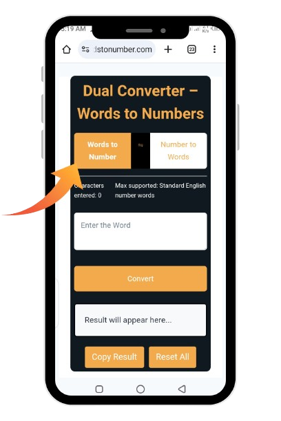 choose a format words to numbers
