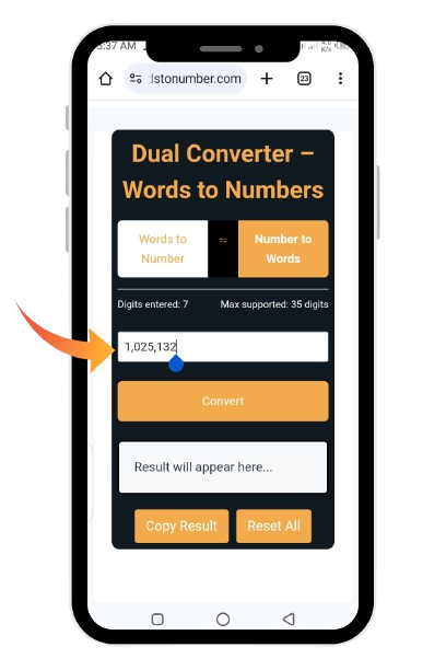 type a numbers